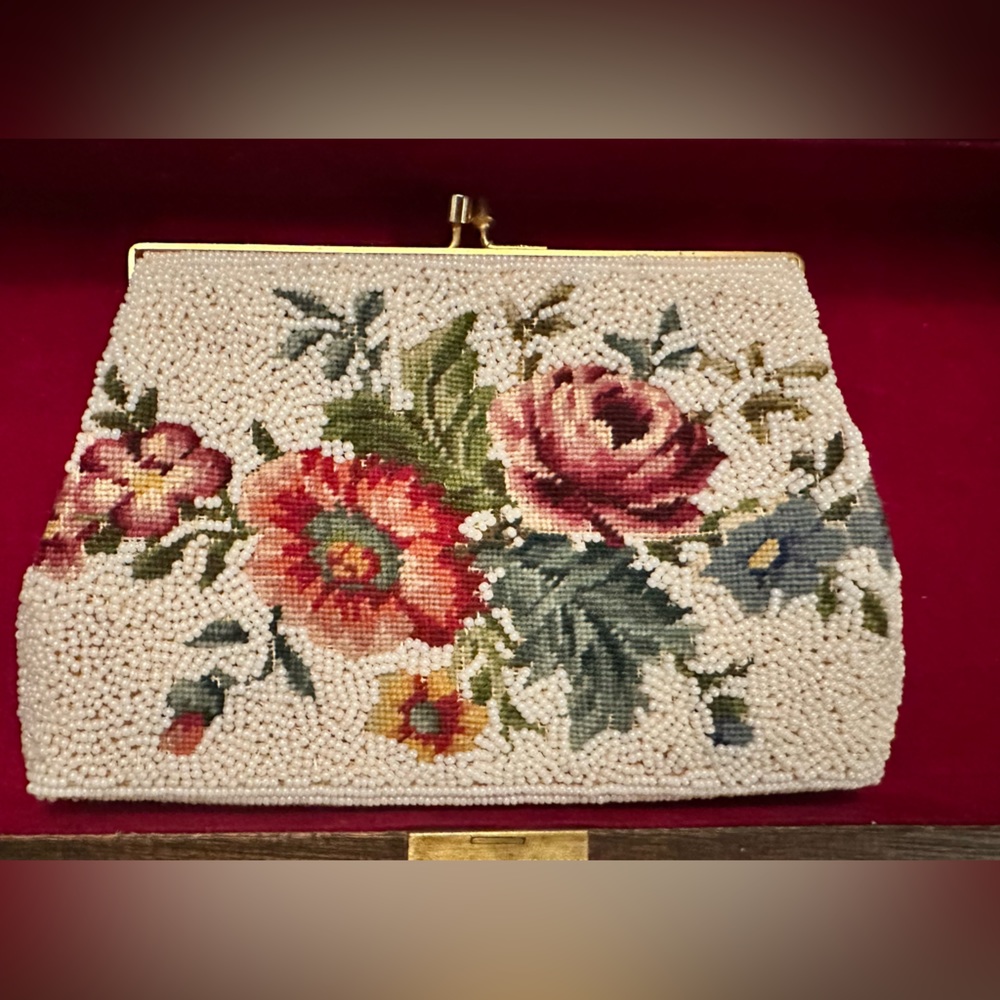 Antique floral clutch